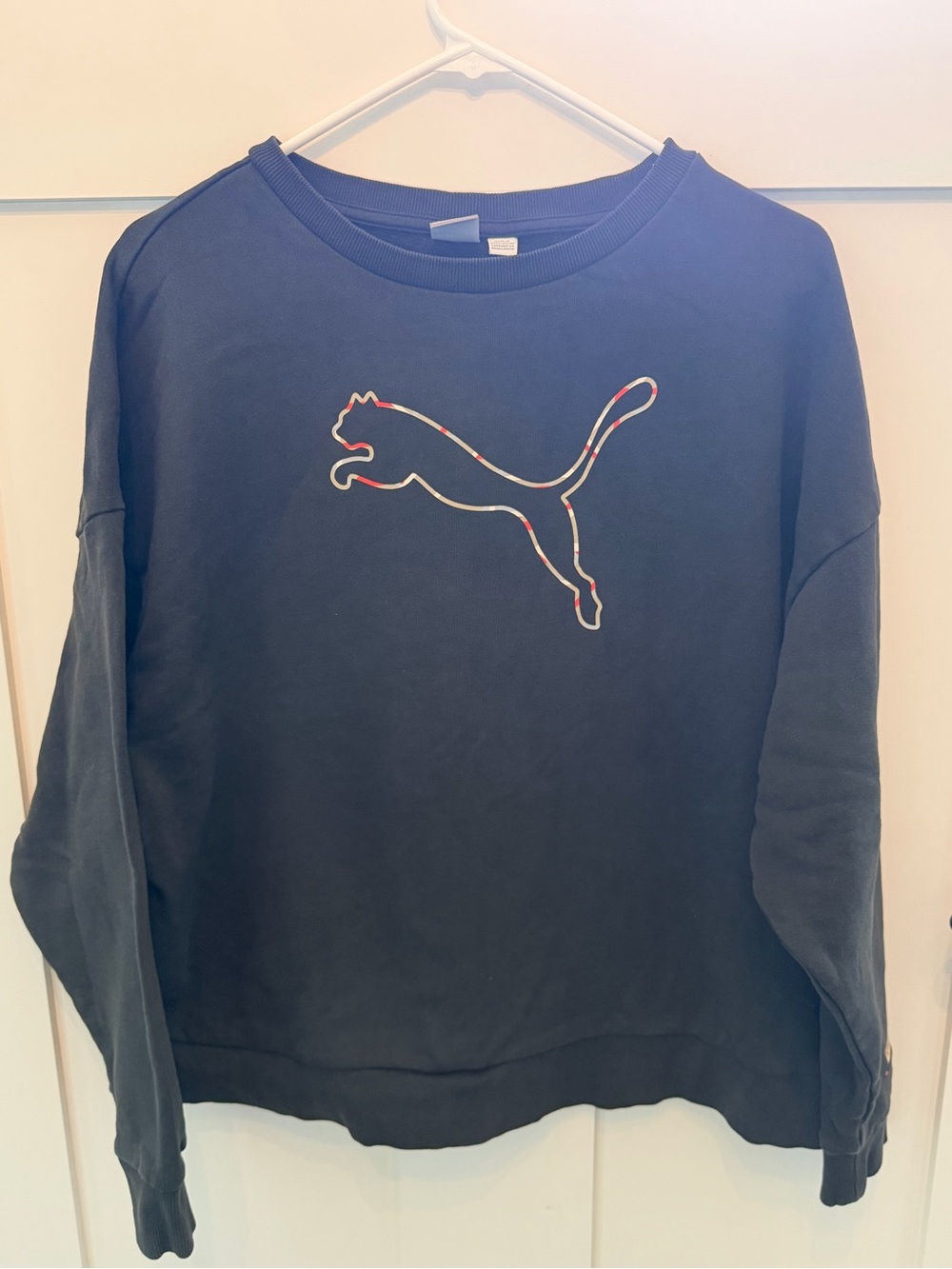 Puma black Crewneck Sweatshirt with Outline Puma Logo